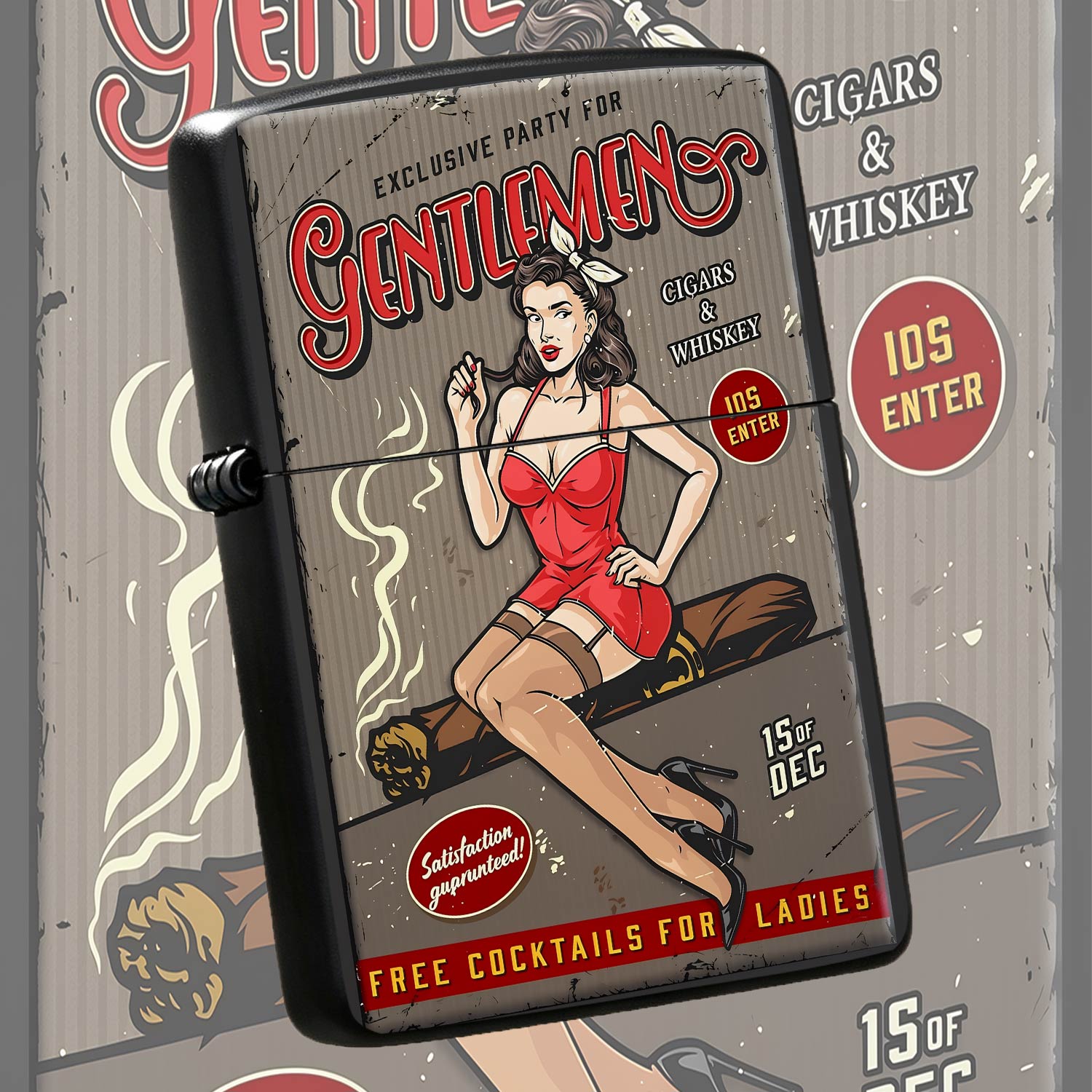 Vintage Collectible Posters - Isqueiro Vintage com Estampa de Pôster